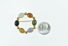 Load image into Gallery viewer, 14K Vintage Multi Stone Cabochon Circle Pin/Brooch Yellow Gold