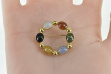 Load image into Gallery viewer, 14K Vintage Multi Stone Cabochon Circle Pin/Brooch Yellow Gold