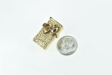 Load image into Gallery viewer, 14K 3D Articulated Gift Box Rose Pearl Flower Pendant Yellow Gold