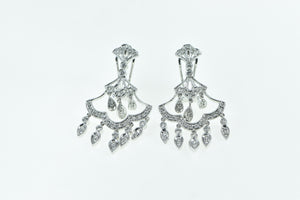 14K Philip Press Diamond Fringe Tassel Dangle Earrings White Gold