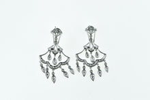 Load image into Gallery viewer, 14K Philip Press Diamond Fringe Tassel Dangle Earrings White Gold