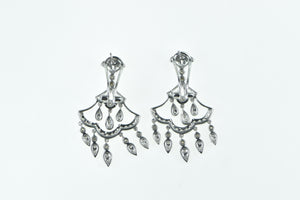 14K Philip Press Diamond Fringe Tassel Dangle Earrings White Gold