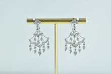 Load image into Gallery viewer, 14K Philip Press Diamond Fringe Tassel Dangle Earrings White Gold