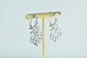 14K Philip Press Diamond Fringe Tassel Dangle Earrings White Gold