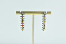 Load image into Gallery viewer, 18K Multi Colored Sapphire Diamond Dangle Earrings White Gold