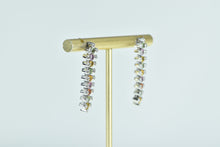 Load image into Gallery viewer, 18K Multi Colored Sapphire Diamond Dangle Earrings White Gold