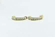 Load image into Gallery viewer, 10K Diamond Oval Semi Hoop Statement Earrings White Gold