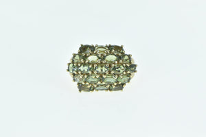 10K Oval Green Tourmaline Domed Cluster Ring Yellow Gold
