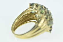 Load image into Gallery viewer, 10K Oval Green Tourmaline Domed Cluster Ring Yellow Gold