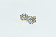 Load image into Gallery viewer, 10K Tanzanite Vintage Wavy Statement Band Ring Yellow Gold