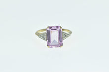 Load image into Gallery viewer, 14K Emerald Cut Pink Topaz Diamond Vintage Ring Yellow Gold