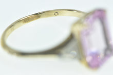 Load image into Gallery viewer, 14K Emerald Cut Pink Topaz Diamond Vintage Ring Yellow Gold