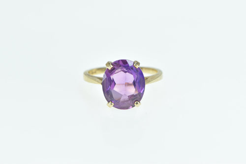 10K Oval Amethyst Vintage Classic Statement Ring Yellow Gold