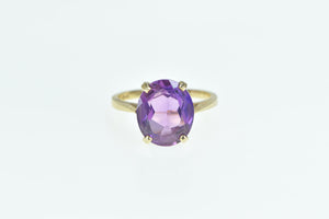 10K Oval Amethyst Vintage Classic Statement Ring Yellow Gold