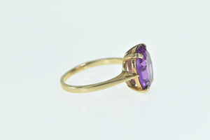 10K Oval Amethyst Vintage Classic Statement Ring Yellow Gold