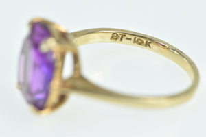 10K Oval Amethyst Vintage Classic Statement Ring Yellow Gold