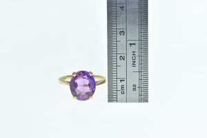 10K Oval Amethyst Vintage Classic Statement Ring Yellow Gold