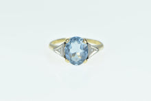 Load image into Gallery viewer, 10K Art Deco Blue Topaz Diamond Statement Ring Yellow Gold