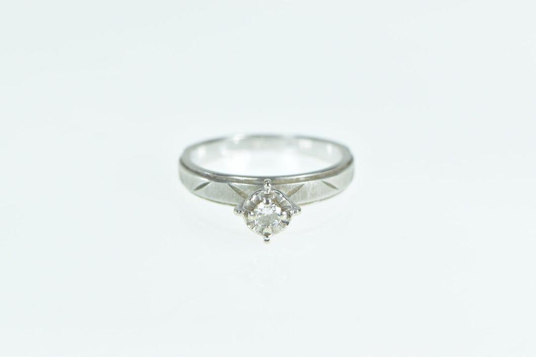 10K 0.10 Ct Diamond Solitaire Vintage Promise Ring White Gold