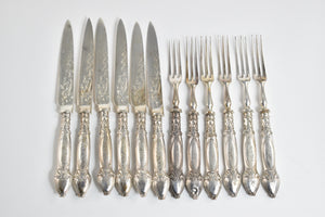 Sterling Silver Walker & Hall Cake Dessert Fork & Knife (6 pairs)