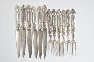 Sterling Silver Walker & Hall Cake Dessert Fork & Knife (6 pairs)