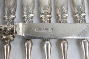 Sterling Silver Walker & Hall Cake Dessert Fork & Knife (6 pairs)