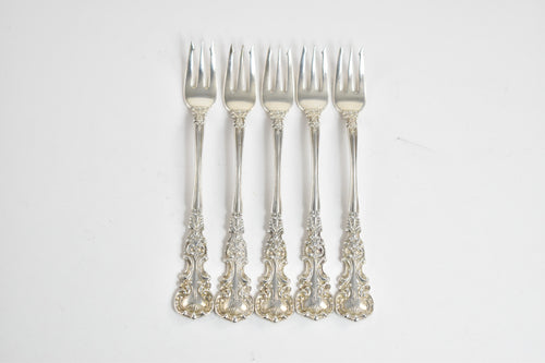 Sterling Silver J E Caldwell Louis XIV Pattern Dessert Fork Set (5 pieces)