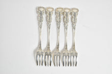 Load image into Gallery viewer, Sterling Silver J E Caldwell Louis XIV Pattern Dessert Fork Set (5 pieces)