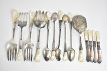 Load image into Gallery viewer, Sterling Silver Vintage Mother of Pearl Dining Set (14 Pieces)