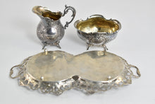 Load image into Gallery viewer, Sterling Silver Three Crowns Cream &amp; Sugar Tray Serving Set (3 pcs.)
