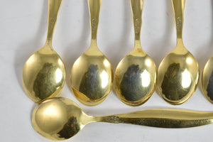 Sterling Silver Vintage Ottar Hval Guilloche Enamel Spoons Set (6pcs)