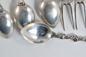 Sterling Silver Lion Statue Hors D'oeuvres Demitasse Spoon Set (8 pcs)