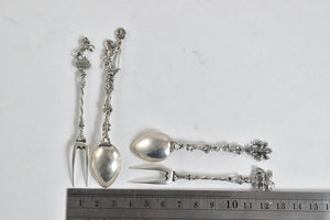 Sterling Silver Lion Statue Hors D'oeuvres Demitasse Spoon Set (8 pcs)