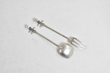 Load image into Gallery viewer, Sterling Silver Erhu Instrument Dessert Spoon &amp; Fork Set (2 pcs)
