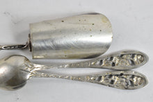 Load image into Gallery viewer, Sterling Silver Antique German Rose Demitasse Spoon Salt Scoop (7 pcs)