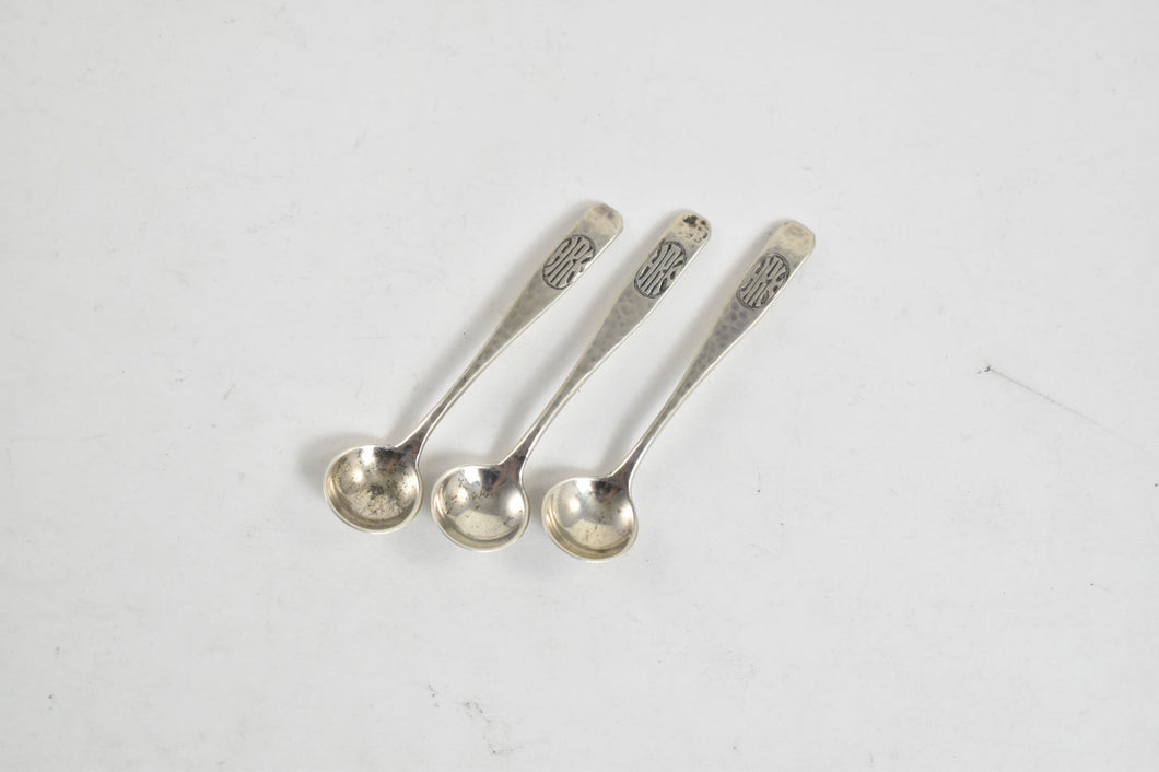 Sterling Silver Monogram H R K Mid Century Salt Spoon Set (3pcs)