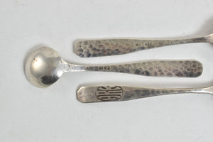 Sterling Silver Monogram H R K Mid Century Salt Spoon Set (3pcs)