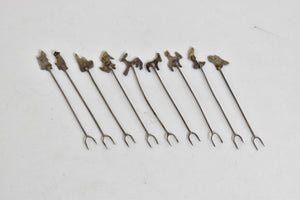Sterling Silver Peru Peruvian Motif Hors D'oeuvres Fork Set (9 pcs)