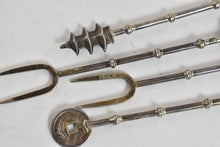 Load image into Gallery viewer, Sterling Silver Japanese Motif Travel Hors D&#39;oeuvres Fork Set (6 pcs)