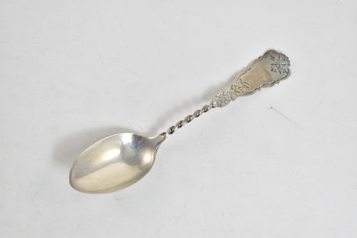 Sterling Silver Antique Engraved Floral Twist Tea Spoon
