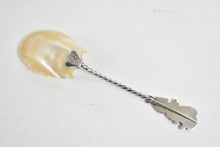 Load image into Gallery viewer, Sterling Silver Mother of Pearl Scalloped Monogram E Decorative Spoon