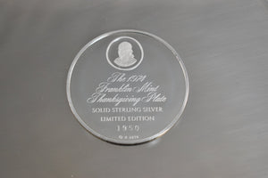 Sterling Silver 1950 The Franklin Mint Thanksgiving Plate
