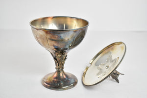 Sterling Silver Hazorfim Leaf Motif Lidded Pedestal Sugar Bowl