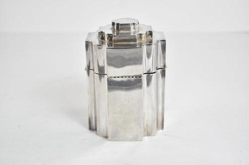 Sterling Silver Handwrought Mid Century Geometric Cotton Ball Vanity Box