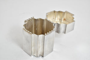 Sterling Silver Handwrought Mid Century Geometric Cotton Ball Vanity Box