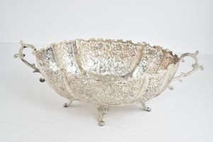 Sterling Silver Elaborate Antique Persian Floral Sparrow Bowl