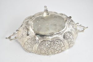 Sterling Silver Elaborate Antique Persian Floral Sparrow Bowl
