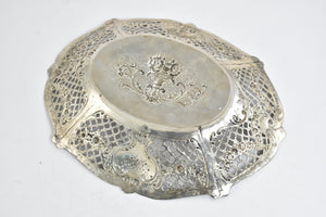Silver Elaborate Repousse Decorative Filigree Fruit Bowl