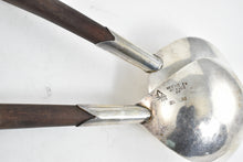 Load image into Gallery viewer, Sterling Silver Plata Mexican Wood Salad Serving Spoon &amp; Fork Set (2 pcs)