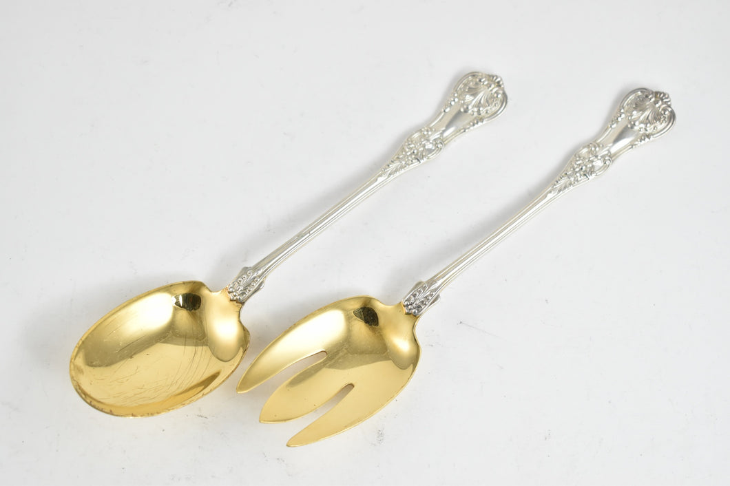 Sterling Silver Tiffany & Co English King Goldwash Solid Salad Set (2 pcs)